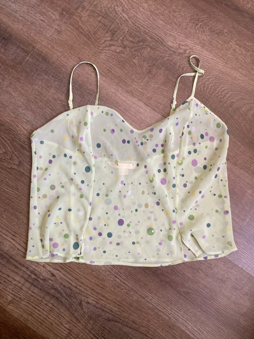 Victoria’s Secret Sheer Green Polka Dot Cami Top Size Large